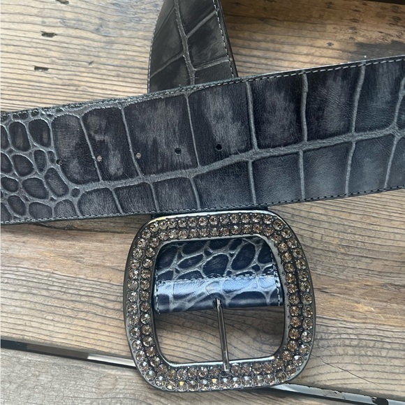 Leatherock‎ with Swarovski Crystal Croc Embossed Leather Belt 36 M-L - Picture 6 of 10